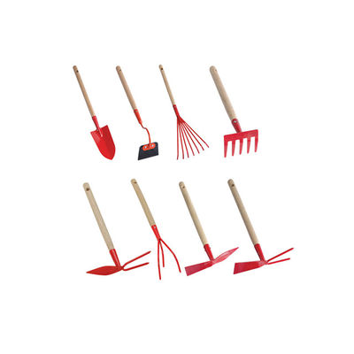 8 stuks kleine handgereedschappen/tuingereedschappen met dezelfde koolstofstaal houten handgreep